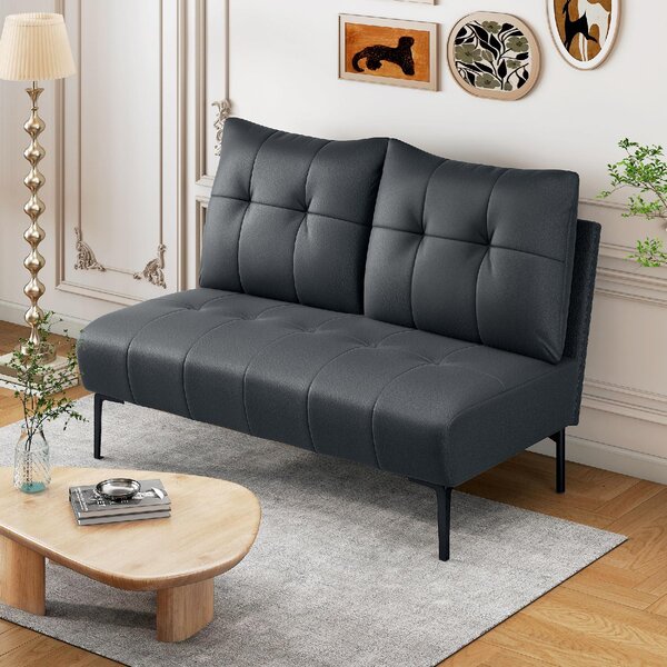 DecHome Divano 2 Posti Moderno in Ecopelle Dimensioni 115x73x83 cm colore Nero