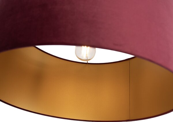 Lampada da terra nera regolabile con paralume rosso e interno dorato 50cm - Editor