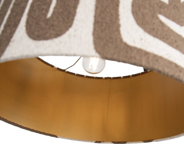 Lampada da terra nera regolabile con paralume a righe marroni e beige 50cm - Editor