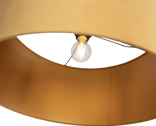 Lampada da terra nera regolabile con paralume giallo e interno dorato 50 cm - Editor