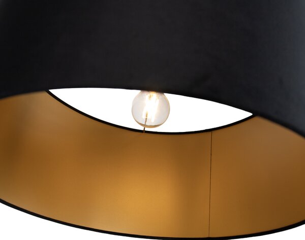 Lampada da terra nera regolabile con paralume nero e interno dorato 50cm - Editor