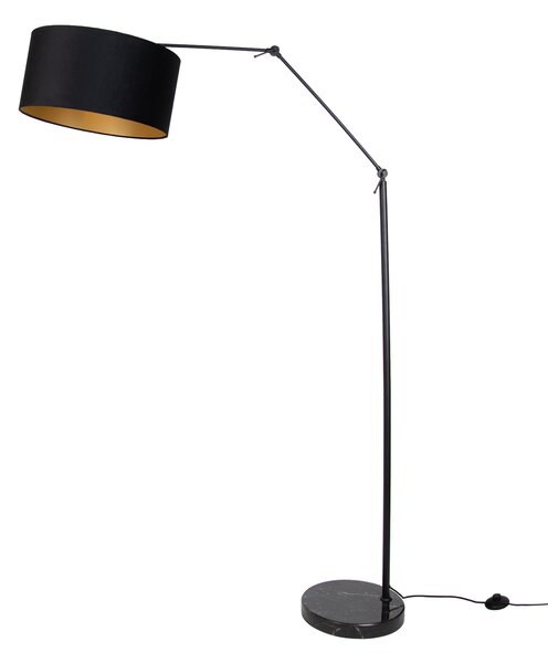 Lampada da terra nera regolabile con paralume nero e interno dorato 50cm - Editor