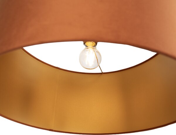 Lampada da terra oro regolabile con paralume arancione e interno oro 50cm - Editor