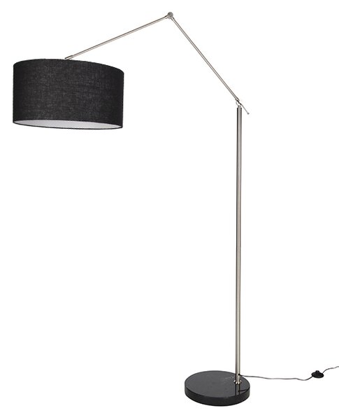 Lampada da terra in acciaio regolabile con paralume nero 50cm - Editor