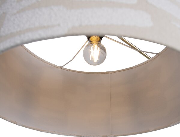 Lampada da terra oro regolabile con paralume a righe bianche e beige 50cm - Editor