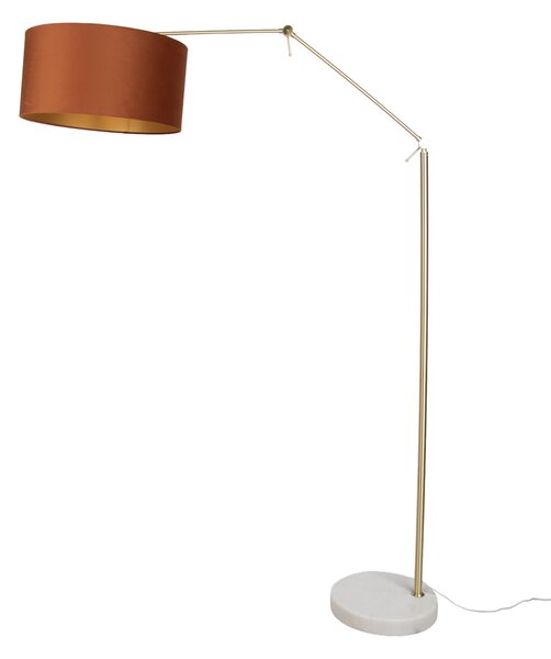 Lampada da terra oro regolabile con paralume arancione e interno oro 50cm - Editor