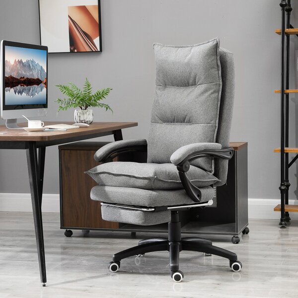 Vinsetto Poltrona da Ufficio Ergonomica Massaggiante Reclinabile con Altezza Regolabile, sedia con Seduta Imbottita e Rotelle, Grigio | Aosom Italy
