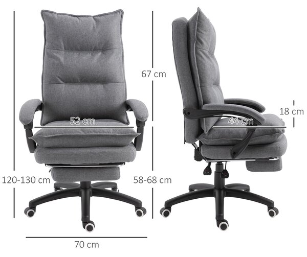 Vinsetto Poltrona da Ufficio Ergonomica Massaggiante Reclinabile con Altezza Regolabile, sedia con Seduta Imbottita e Rotelle, Grigio | Aosom Italy