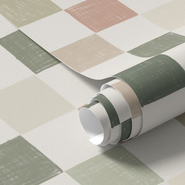 Carta da parati Morbido plaid nei toni pastello del verde, rosa e beige, Parati astratta classici, a00676 : Uwalls.it