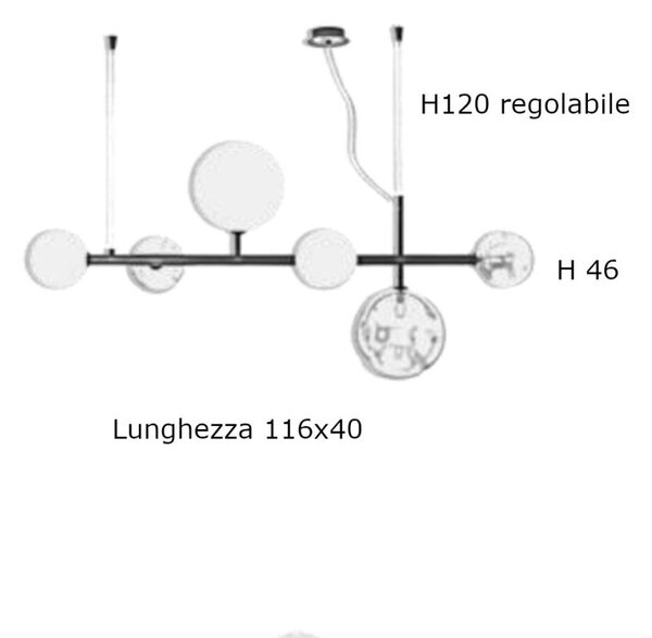 Lampadario classico illuminando bolle l 4+2 os g9 led metallo vetro - Illuminando