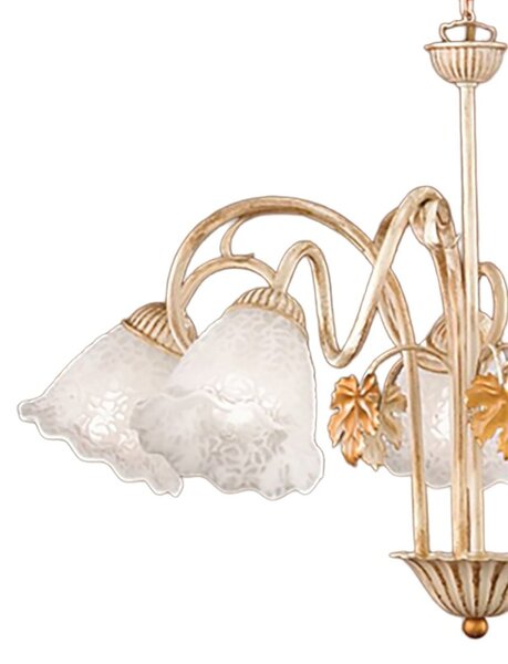 Lampadario classico due p aida s3 e14 led metallo vetro bianco - Due P Illuminazione