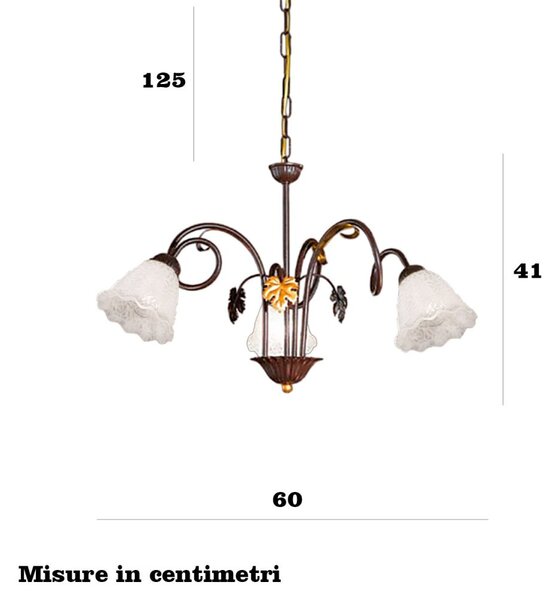 Lampadario classico due p aida s3 e14 led metallo vetro bianco - Due P Illuminazione