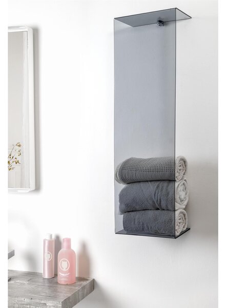 Porta Asciugamani Verticale Da Muro In Plexiglass CLIO Dimensioni 23x13x h 76 cm - Spessore 4 Colore Grigio Fum�