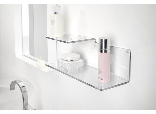 Mensola in plexiglass SUITE doppio ripiano Dimensioni 37x14x h 14cm - Spessore plexiglass 6 mm Colore Trasparente