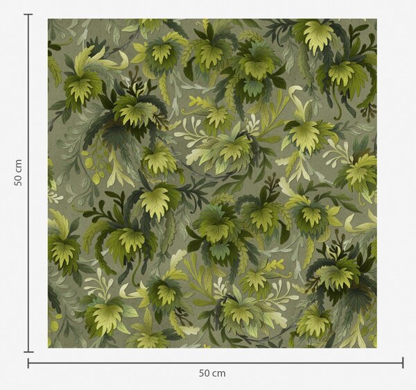 Carta da parati Fogliame verde intenso su sfondo grigio-verde, Parati fiori e piante classici, a00805v1 : Uwalls.it