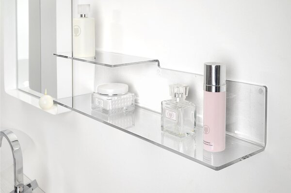 Mensola in plexiglass SUITE doppio ripiano Dimensioni 60x14x h 14cm - Spessore plexiglass 6 mm Colore Trasparente