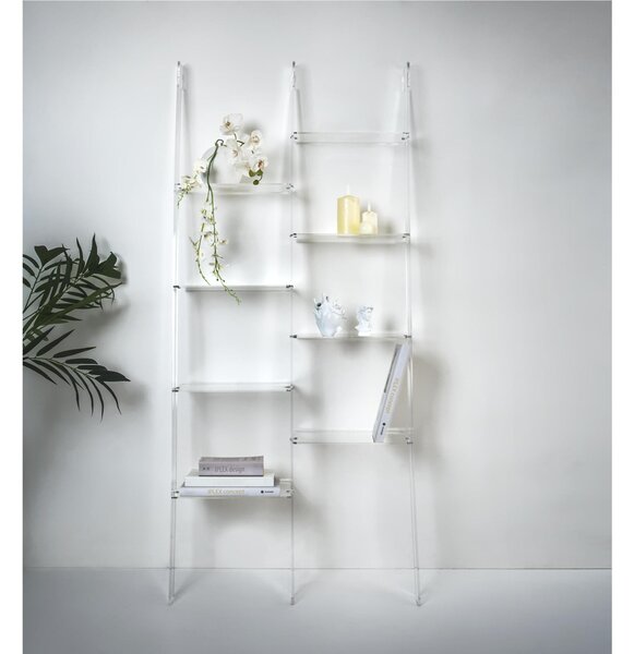La libreria STEP 2 In Plexiglass design minimalista Dimensioni 81x36x h 185 cm Spessore 6/8 mm PORTATA Max 2 KG per piano colore Trasparente