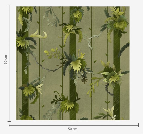 Carta da parati Foglie e grappoli d'uva in tonalità acquerellate verde chiaro, Parati fiori e piante classici, a00807 : Uwalls.it