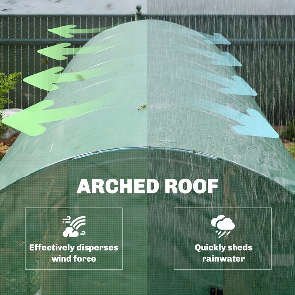 Outsunny Serra a Tunnel 6x3x2 m con Porta a Battente 12 Finestre con Zanzariera e Struttura in Acciaio Zincato Verde | Aosom Italy