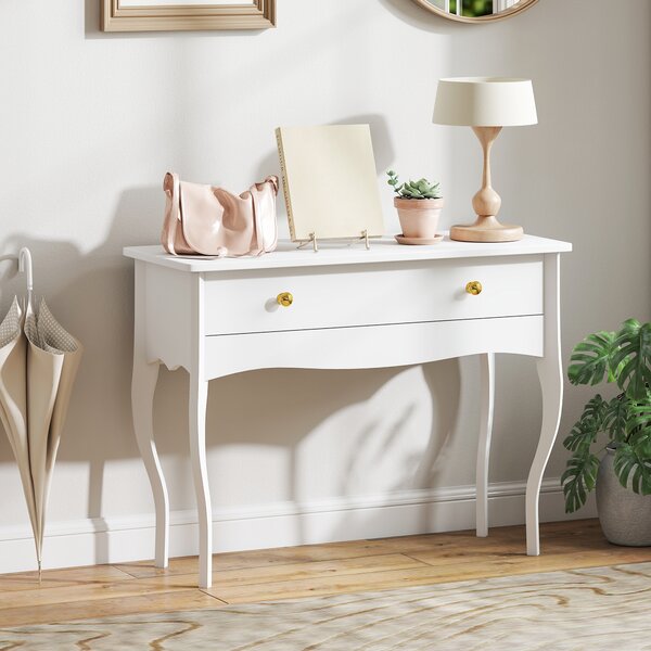 Consolle da Ingresso 100x40x74 cm con Cassetto in MDF Bianco
