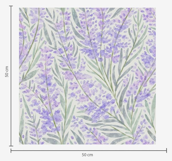 Carta da parati Rami di lavanda nei toni del viola su sfondo chiaro, Parati fiori e piante classici, a00835 : Uwalls.it