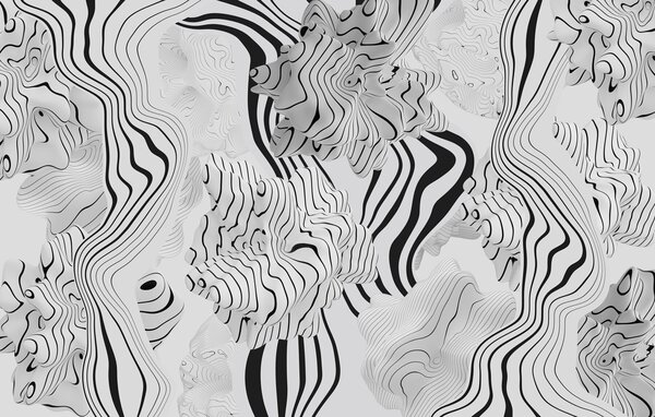 Carta da parati forme organiche astratte in stile 3D nei toni del bianco e del grigio con strisce, Carta da parati lastrazione, w04627 : Uwalls.it