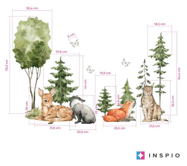Adesivi per la camera dei bambini - Foresta con animali
