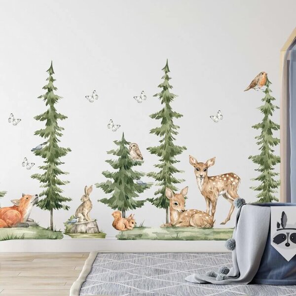 Adesivo da parete - Forest, animaletti giocosi