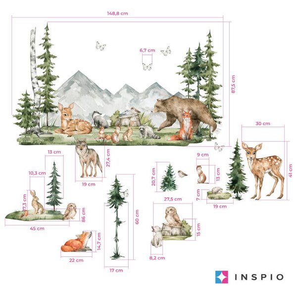 Aesivi - Forest, paesaggio della foresta con animali