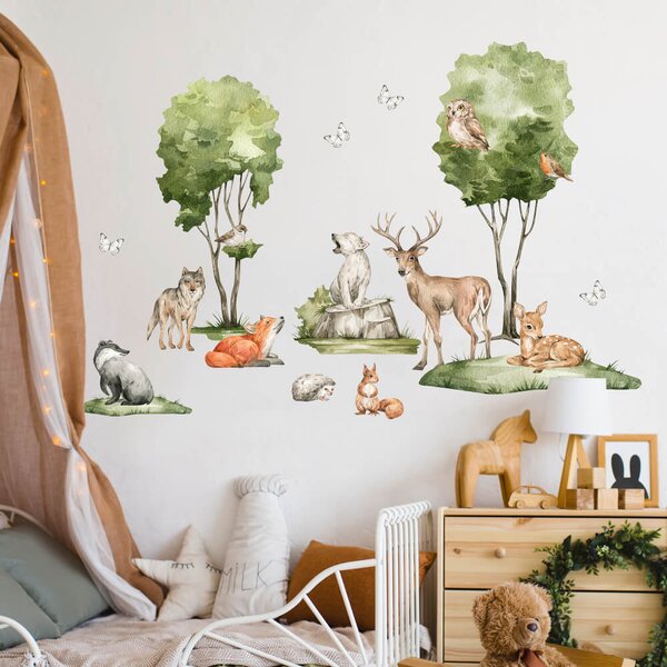 Adesivi - Paesaggio con foresta nella stanza dei bambini