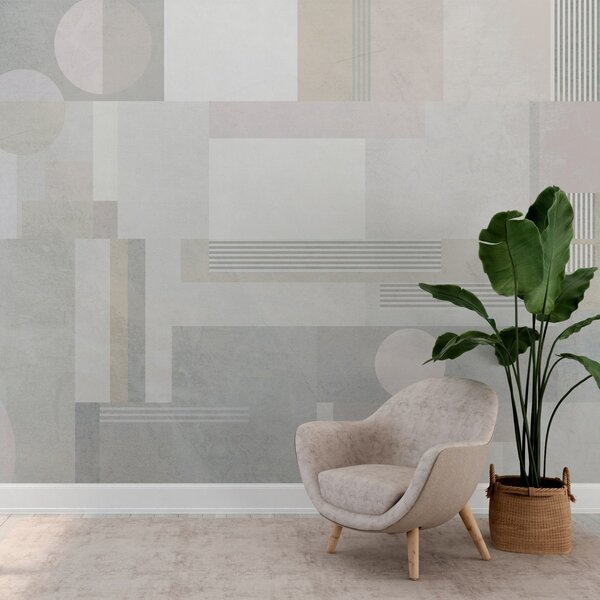 Carta da parati geometria astratta nei toni del grigio e del beige, Carta da parati Geometriche, w04635 : Uwalls.it