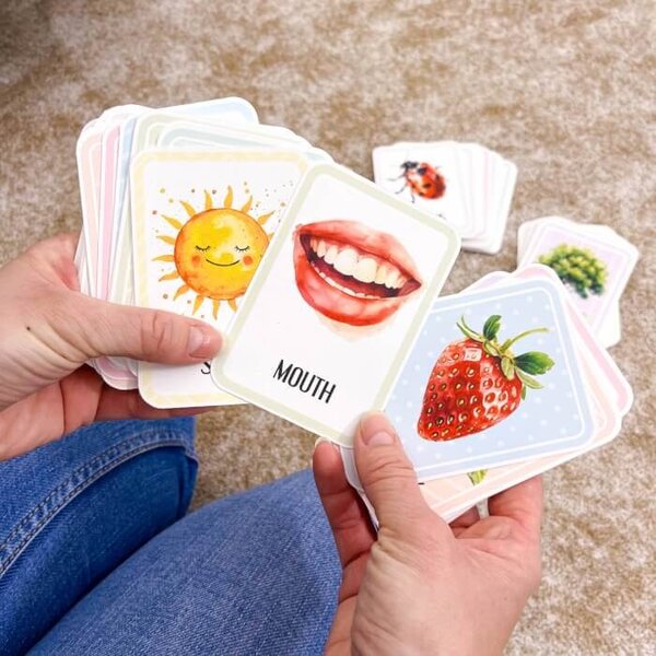 Carte Montessori XXL per bambini - 155 carte con parole in inglese