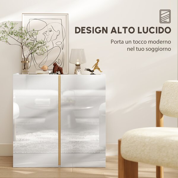 HOMCOM Credenza, Sideboard con ante Soft-Close, ripiano adattabile, per Soggiorno, Cucina, Sala da Pranzo, Bianco | Aosom Italy