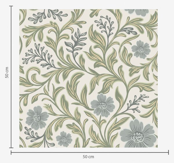 Carta da parati Ornamento floreale grigio salvia su sfondo chiaro, Parati fiori e piante classici, a00712 : Uwalls.it