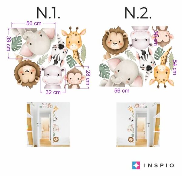 Wallstickers - Animali safari intorno alla porta