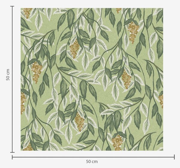 Carta da parati Rami con grappoli di bacche su sfondo verde, Parati fiori e piante classici, a00734 : Uwalls.it