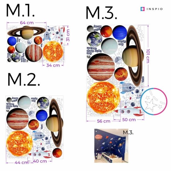 Adesivi murali INSPIO - Universo, sistema solare, stelle bianche