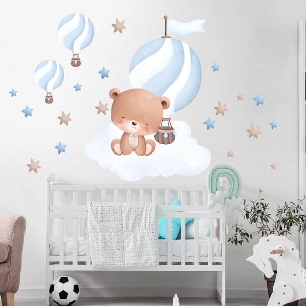 Decorazione da parete - Gatto con palloncino (blu)
