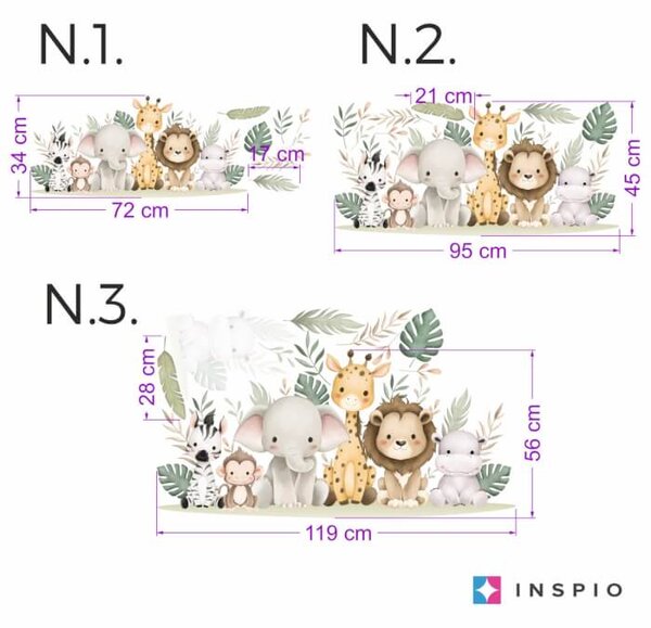 Carta da parati per la camera dei bambini - Mini safari di animali nel prato