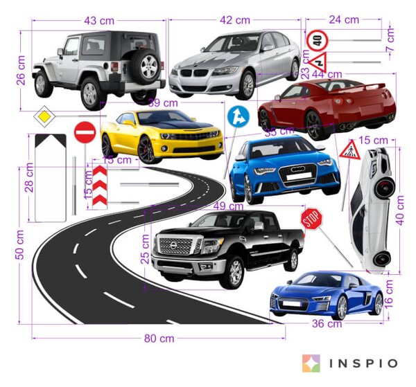 Adesivo da parete per bambini – Auto con nome
