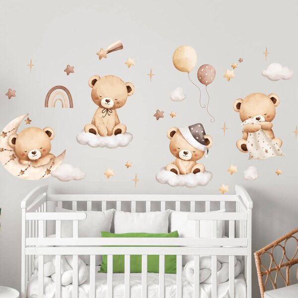 Adesivi murali - Orsetti sulle nuvolette