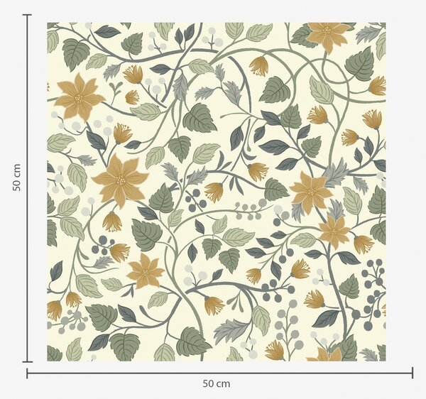 Carta da parati Rami rampicanti con fiori gialli e bacche, Parati fiori e piante classici, a00750 : Uwalls.it