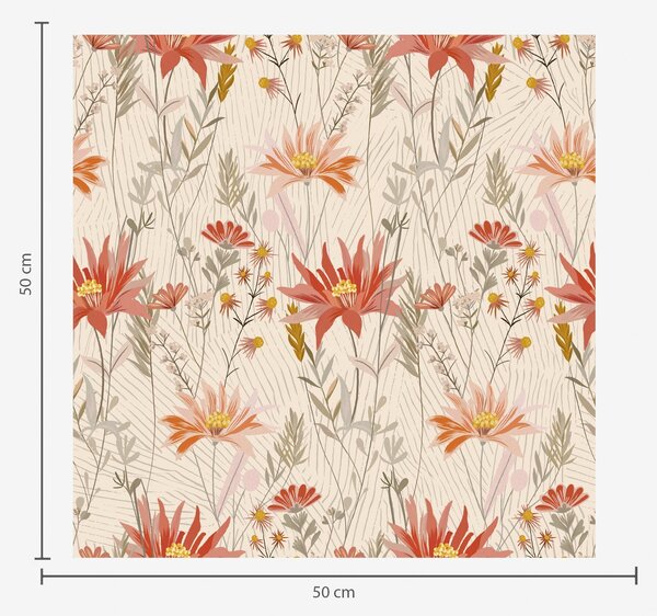Carta da parati Fiori selvatici dai toni caldi su sfondo beige, Parati fiori e piante classici, a00751 : Uwalls.it
