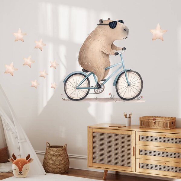 Adesivo murale - Capibara in bicicletta