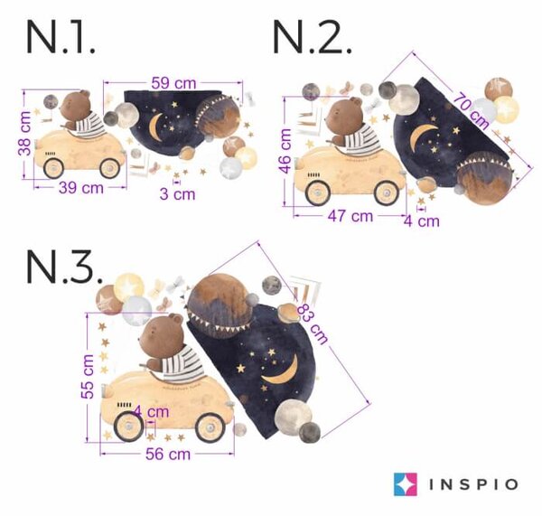 Adesivi murali - Orso in auto e stelle