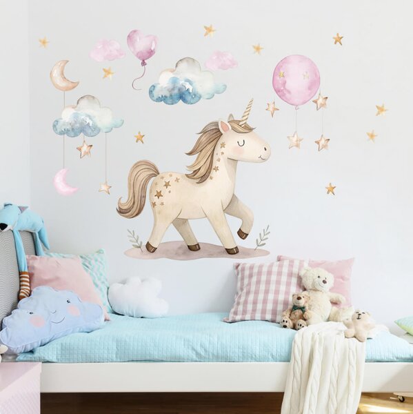 Adesivi decorazioni per pareti - Unicorno e stelle