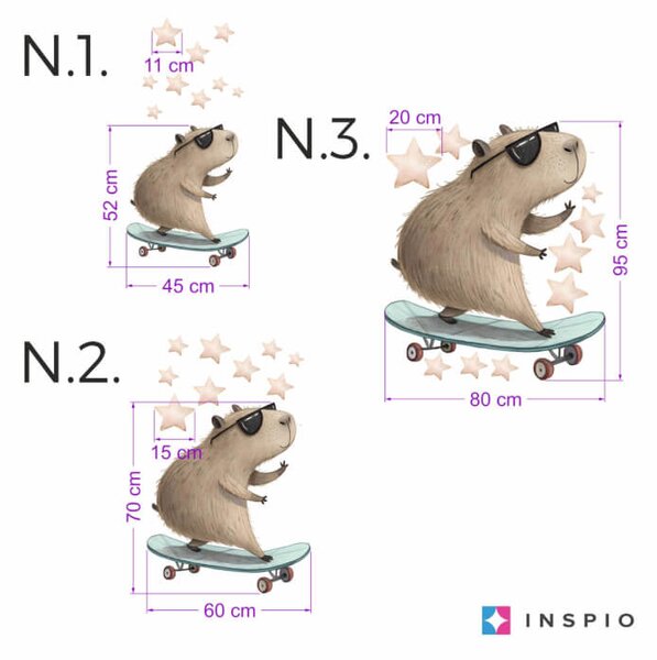 Autoadesivi per pareti - Capibara su un pattino