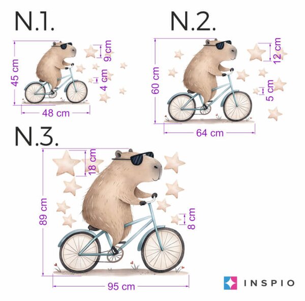 Adesivo murale - Capibara in bicicletta