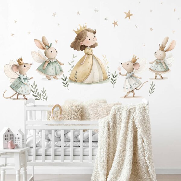 Adesivo murale - Piccole principesse nel prato