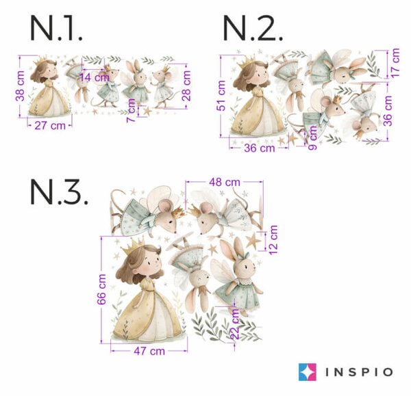 Adesivo murale - Piccole principesse nel prato